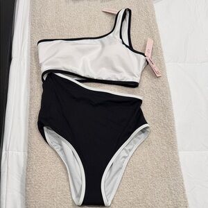 Victoria's Secret Black and White One-Shoulder One Piece